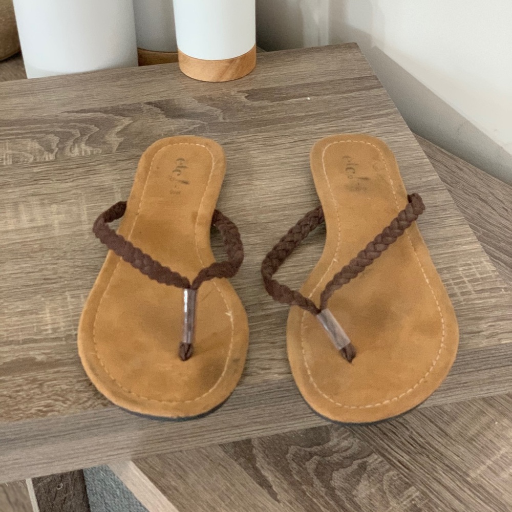 Suede flip flops
